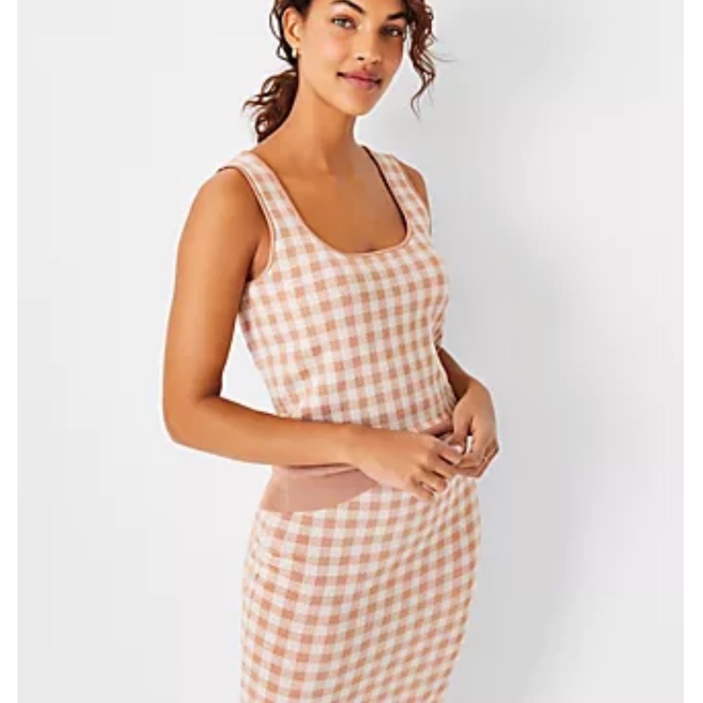 NWT Ann Taylor Checked Sweater Pencil Skirt and Sweater Shell Set Size XS